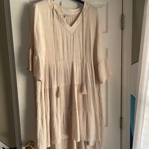 Middi boho cream comfy dress
